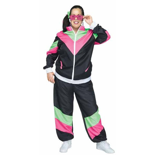 80s Track Suit Adult Plus Size Costume, L/XL 16W-20W