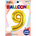 Gold Number 9 Foil Balloon, 34 Inch