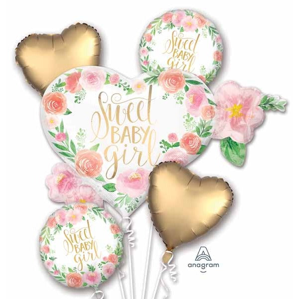 Floral Baby Girl Foil Balloon Bouquet