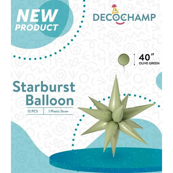 Decochamp 40-Inch Olive Starburst Foil Balloon