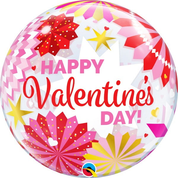 Qualatex Valentine's Day Paper Fans Bubble Balloon, 22 Inch
