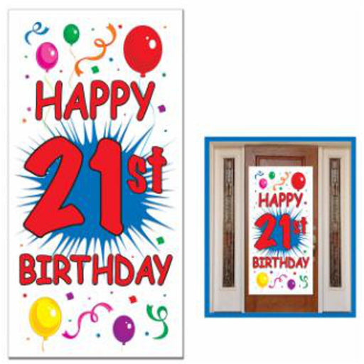 21st Birthday Door Cover Colorful Celebration Accessory (1/Pk)