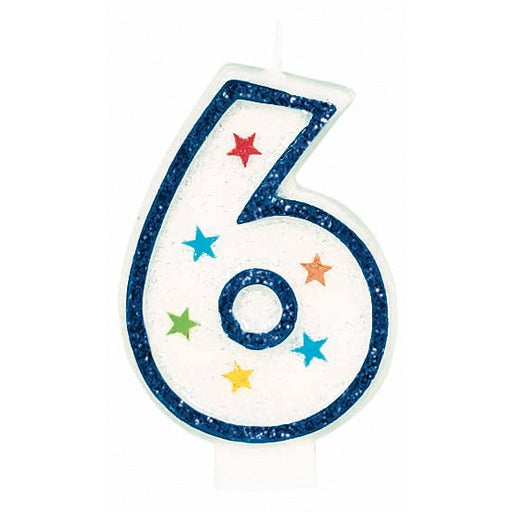 Number 6 Flat Molded Birthday Candle