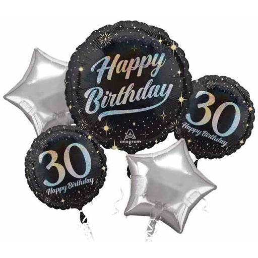 Sparkling 30th Birthday Foil Balloon Bouquet