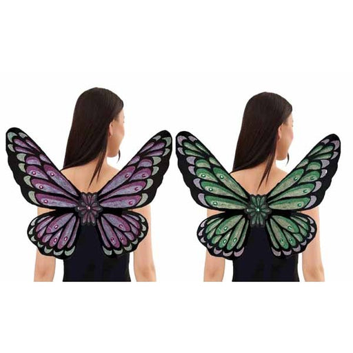 Ailes de costume de papillon ornées de bijoux, couleur violet améthyste