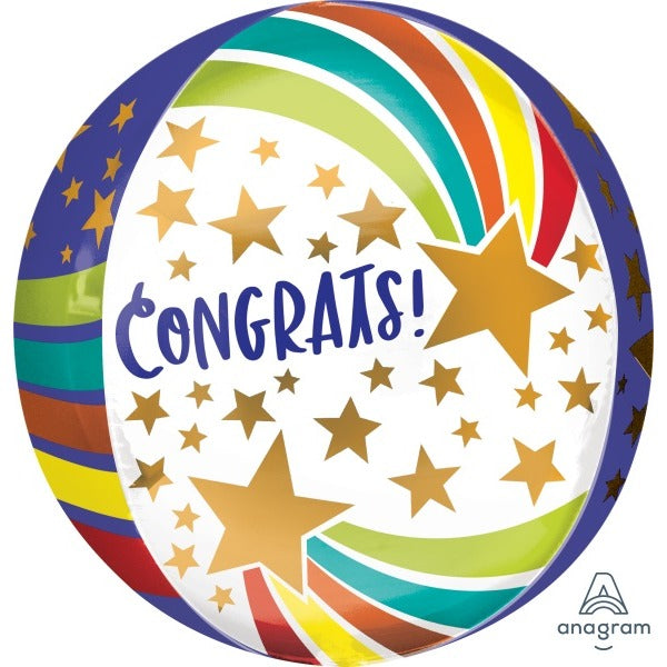 Congrats Stars 16-Inch Orbz Foil Balloon