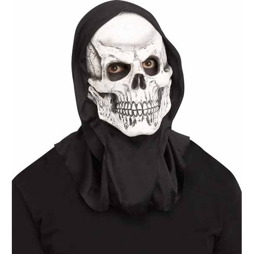 Masque de crâne gris avec capuche