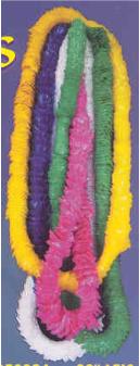 32-Inch Assorted Poly Flower Leis, 100-Count Bag