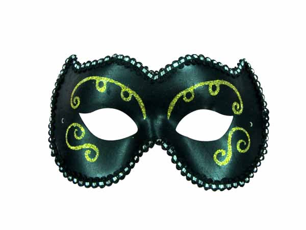 Black and Gold Vinyl Look Masquerade Mask
