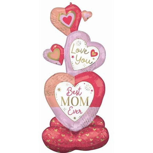 Colorful Mom Stacked Hearts AirLoonz Foil Balloon, 55 Inch