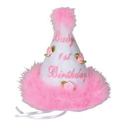 BABY'S FIRST BDAY CONE HAT PINK 1/PK
