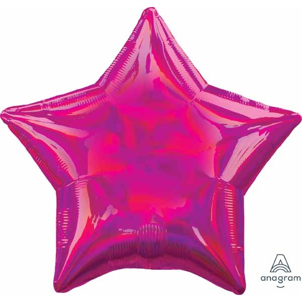 19" Iridescent Magenta Star Foil Balloon