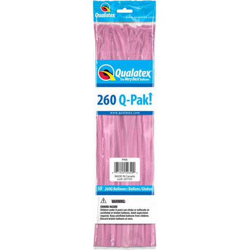 260 Q-Pak Pink Latex Balloons - Pack Of 50