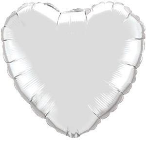 36-Inch Silver Heart Foil Balloon