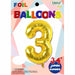34-Inch Gold Number 3 Foil Balloon