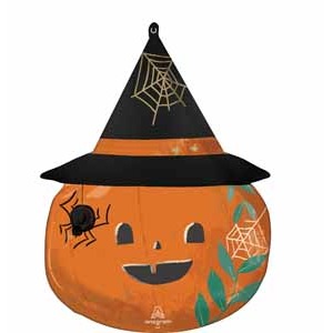 Night Witch Pumpkin 26-Inch Halloween Foil Balloon