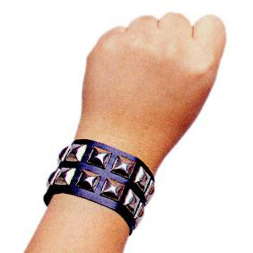 2-Row Stud Leather Wristband