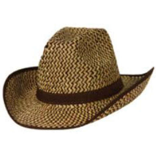 "2-Tone Western Hat With Brown Trim & Band"