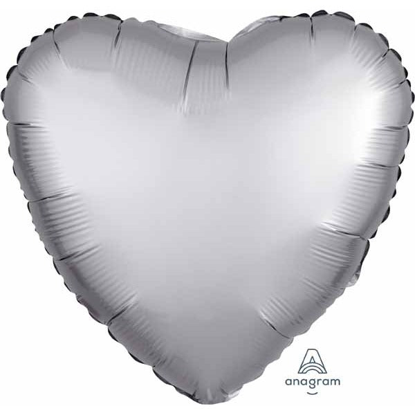 18" Platinum Satin Luxe Heart Foil Balloon