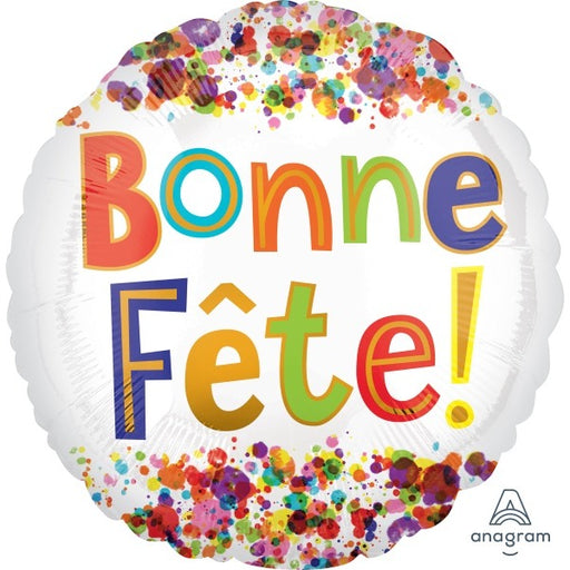 Bonne Fête Dots 18-Inch Round Foil Balloon