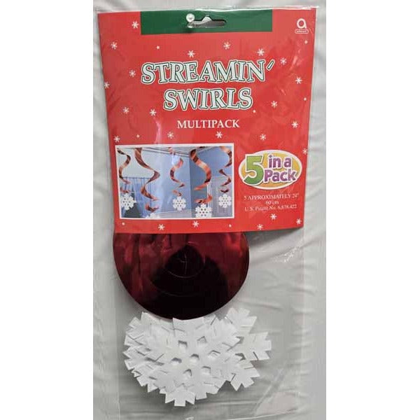 Very Merry Multicolour Hanging Swirl Decorations, 5 Pack