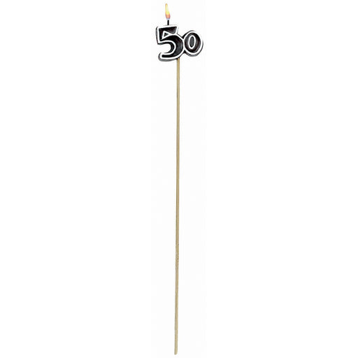 OH NO.50 CAKE CANDLE ON A STICK 6PK/12CS