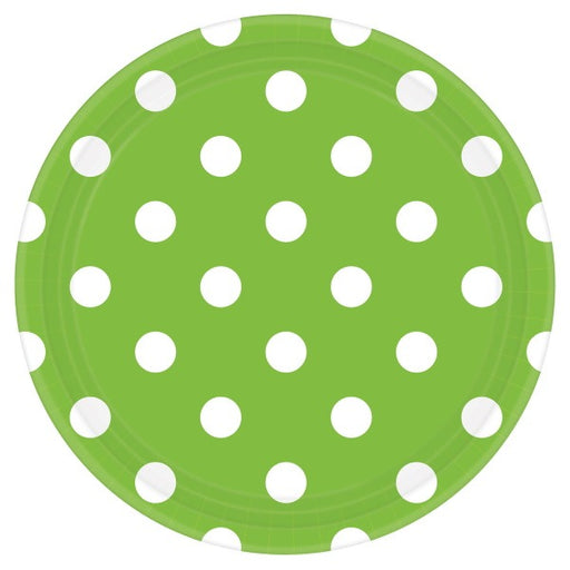 Kiwi Green Dots 7-Inch Round Paper Plates, 8 Count