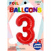 34-Inch Red Number 3 Foil Balloon