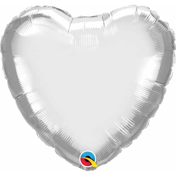 18-Inch Chrome Silver Heart Foil Balloon