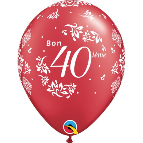 Bon 40e Anniversaire Damask 11" Latex Balloons, 50 Count