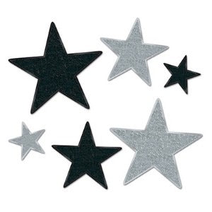 Glittered Foil Stars in Assorted Sizes, 6 Pack