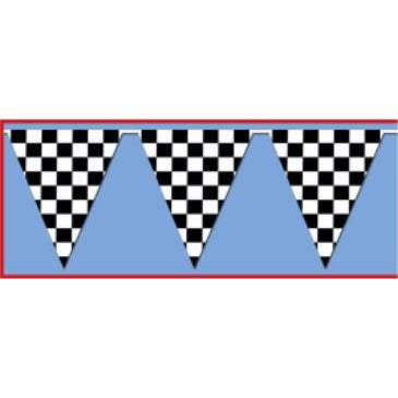 Black and White Checkered Pennant Banner, 30 ft