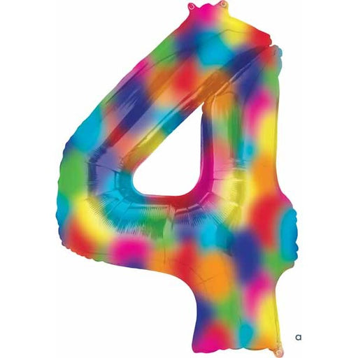 34" Rainbow Splash Number 4 Balloon