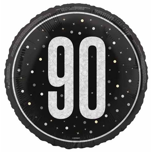 Black Glitz 90th Birthday Foil Balloon, 18 Inch