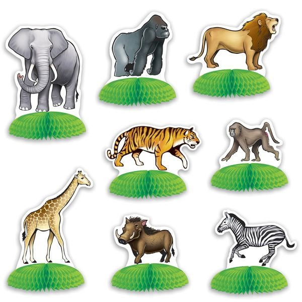 Jungle Safari Animal Mini Centerpieces, 8 Pack