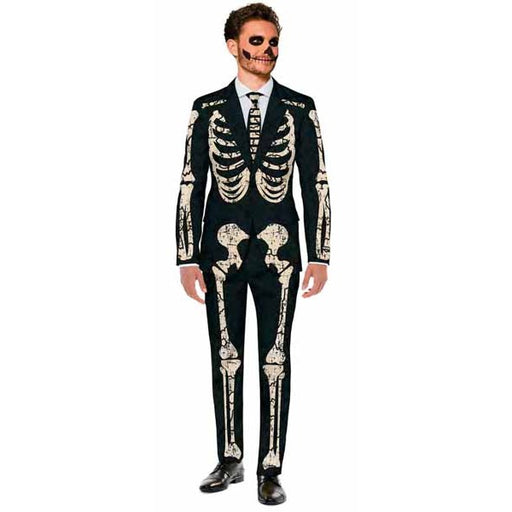 Suitmeister Men's Skeleton Grunge Black Suit, X-Large