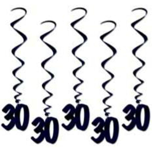 Number 30 Whirls Hanging Decorations Elegant Accents for Milestone Celebrations (1/Pk)
