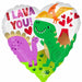 I Lava You Dinosaurs 18" Heart Foil Balloon