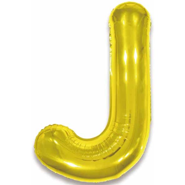 Gold Letter J Foil Balloon, 34 Inch