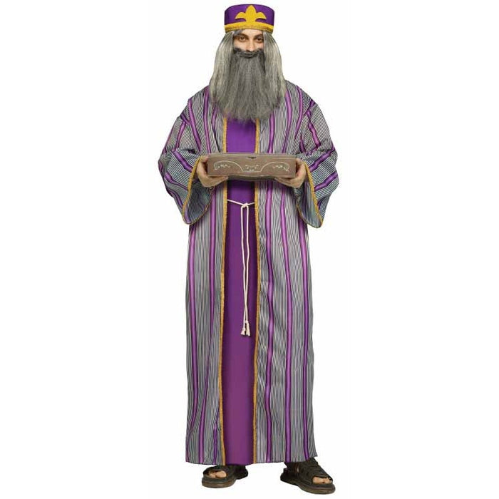 Adult Purple Wise Man Costume with Belt and Hat