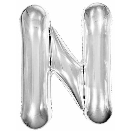 34" Silver Letter N Foil Balloon