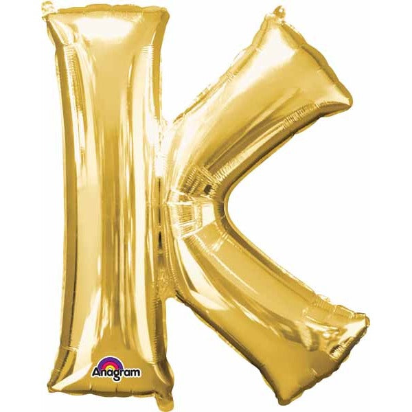Gold Letter K Foil Balloon, 34 Inch