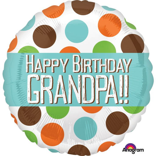 18" Grandpa B'day Dots Foil Balloon
