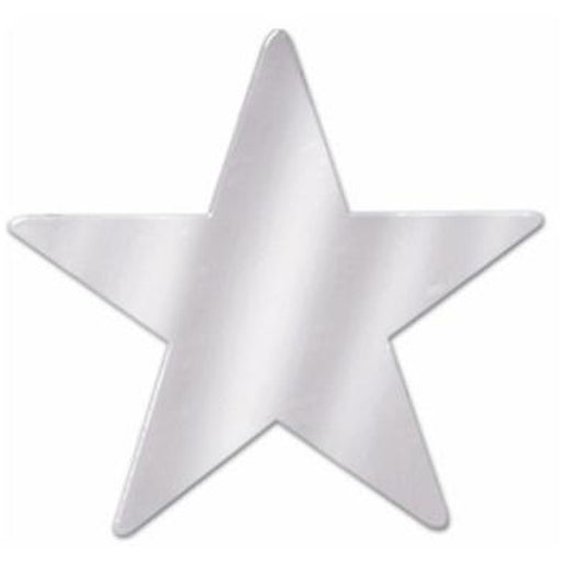 3.5" Metallic Silver Star Cutouts - Pack Of 12