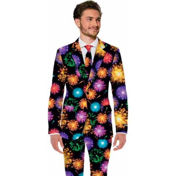 Suitmeister Men's Black Fireworks Suit, XX-Large