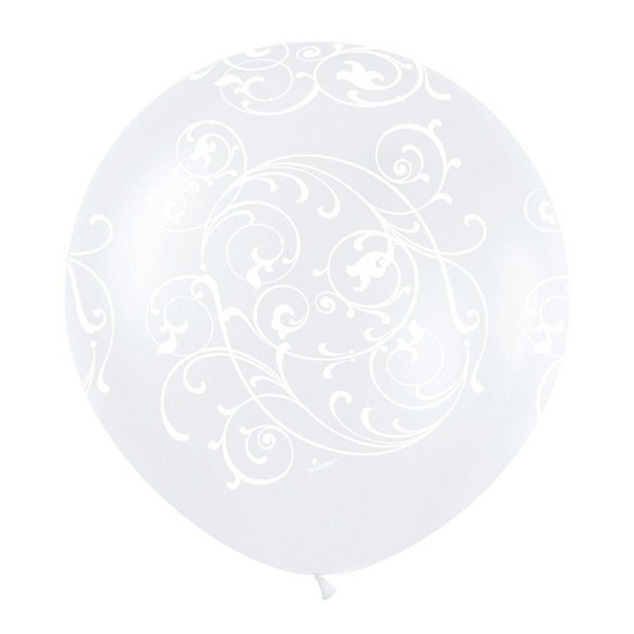 "36" Filigree Latex Balloon - Pearl White"