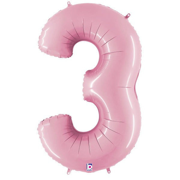 Megალoon Number 3 Pastel Pink Balloon