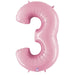 Megალoon Number 3 Pastel Pink Balloon