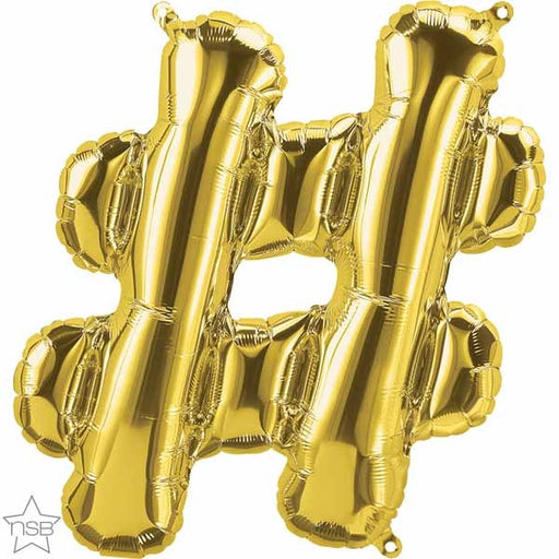 16-Inch Gold Hashtag Symbol Balloon