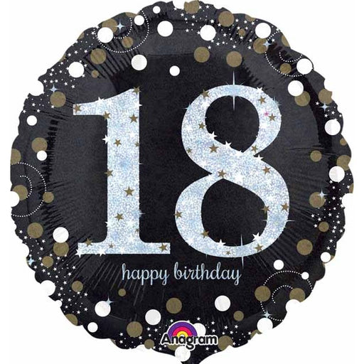 Sparkling 18th Birthday Holographic Foil Balloon, 18 Inch